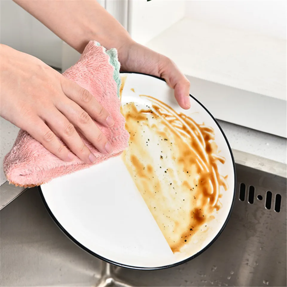 JJLA12820 Coral Fleece Kitchen Towels Super Absorbent, Non Stick Oil  Cleaning, Lint Free Perfect For Dishes, Cars, And Hands From  Jingjingliang_no4, $0.19