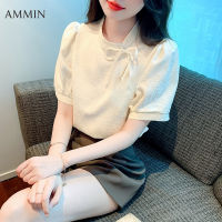 AMMIN สไตล์วินเทจ Atasan Sifon ปักแขนสั้น,ชุดชั้นในกี่เพ้าใหม่ดีไซน์สไตล์ประจำชาติที่ดีขึ้นเสื้อสตรีแต่งลูกไม้ปักหูกระต่ายชุดฤดูร้อน