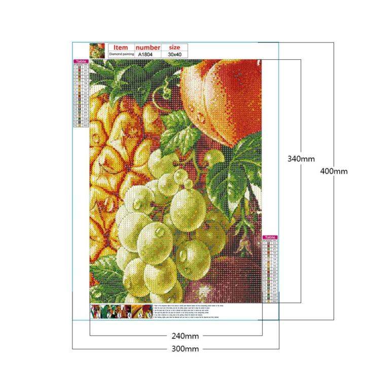 ชุดภาพวาดเพชร5มิติแบบทำมือ-buah-buahan-segar-เจาะเต็มรอบภาพโมเสคติดผนัง