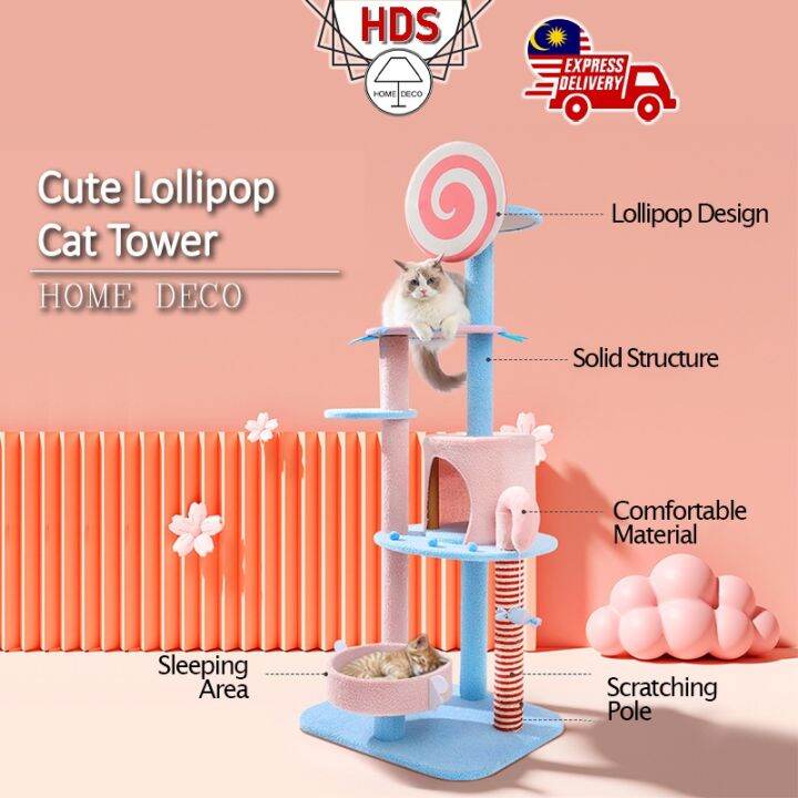 HDS Cute Lollipop Cat Tree House Comfortable Premium Cat Tower Scratch