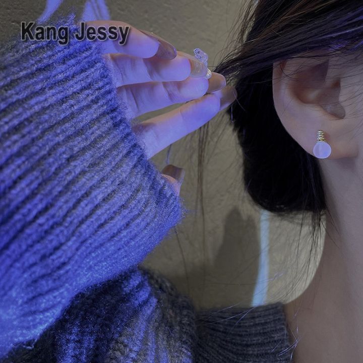 kang-jessy-s925-ต่างหูหลอดไฟขนาดเล็กสีสันสดใสเข็มเงินผู้หญิง-ins-ต่างหูมีสไตล์เรียบง่ายน่ารักต่างหูฮิตในเน็ต