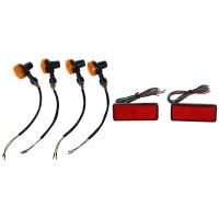 4 Pcs Motorcycle Motorbike Turn Signal Light &amp; 2 Pcs LED Red Reflector Tail Brake Stop Marker Light