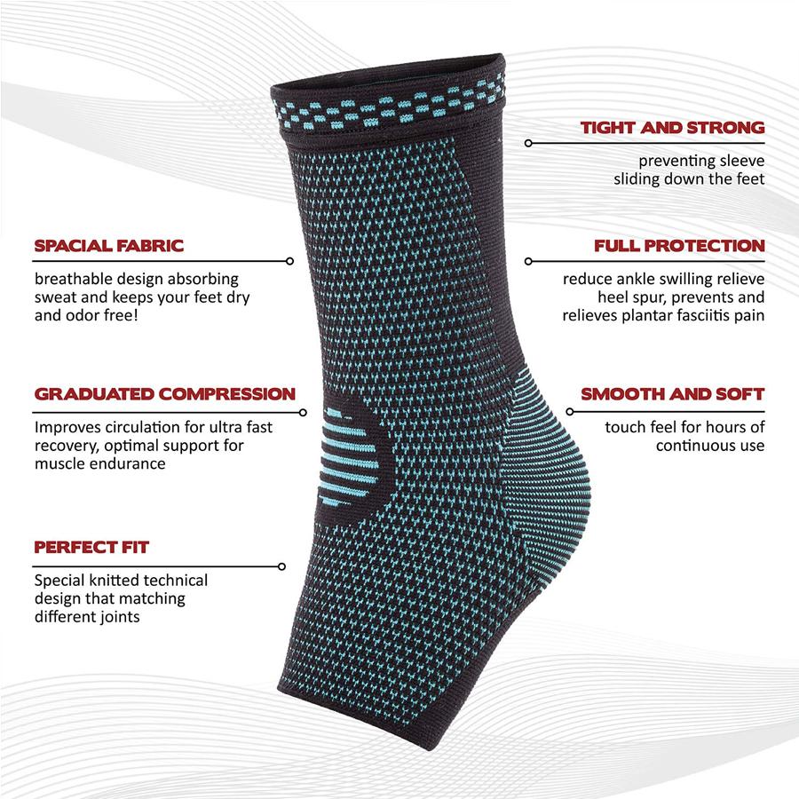Achilles Tendon Gray & Red Heel Spurs Elastic Sprain Plantar Fasciitis Foot Socks for Injury Recovery Joint Pain Large Beister 1 Pair Ankle Brace Compression Support Sleeve for Women and Men