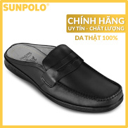 Dép sapo nam da bò SUNPOLO SB197D Đen Có size 44