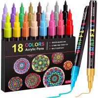 18 pcs Acrylic Paint Markers  Water-based Acrylic Ink Pens Set Acrylic Paint Pens  Fine Tip Paint Pens Acrylic Markers SetHighlighters  Markers