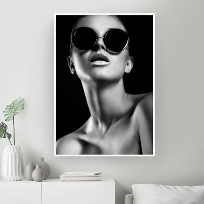 ภาพวาดผ้าใบสตรีแฟชั่นสีดำสีขาวโปสเตอร์ภาพถ่ายพิมพ์ศิลปะเรือนร่างเซ็กซี่รูปภาพผนังนอร์ดิก0706