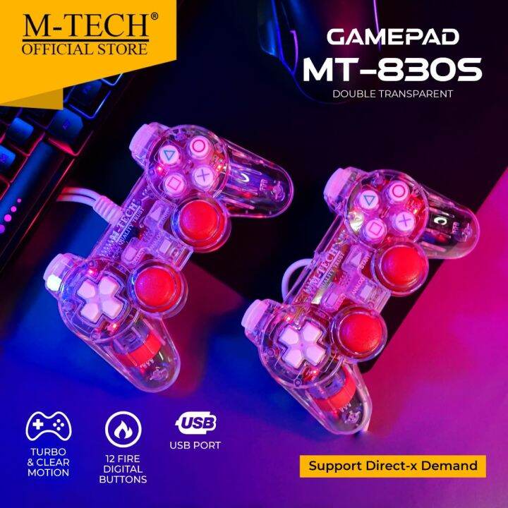 M Tech Original Gamepad Stick Pc Laptop Ps Double Getar Transparan Joystick Lazada Indonesia