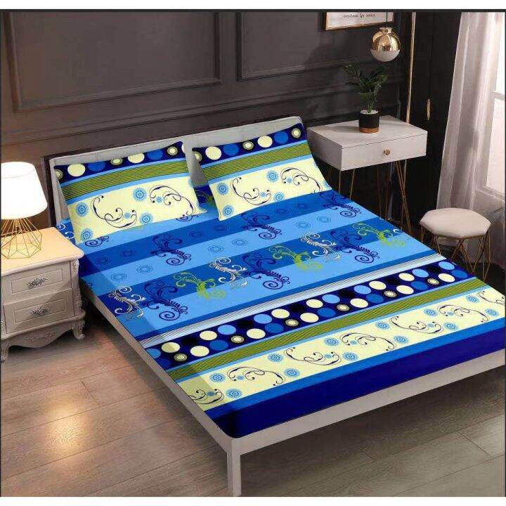 TDVDR Sale 3in1 Blue Home Decor Single Double Queen Bed Sheet Elegant