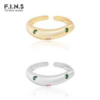 [Zhongxi ornaments ] F.I.N.S แหวนเงินสเตอร์ลิงเปิดพลอยเทียมสีชมพูสีเขียวหรูหราแบบเกาหลี S925เรียบไม่เหมือนใครเครื่องประดับอัญมณีหรู