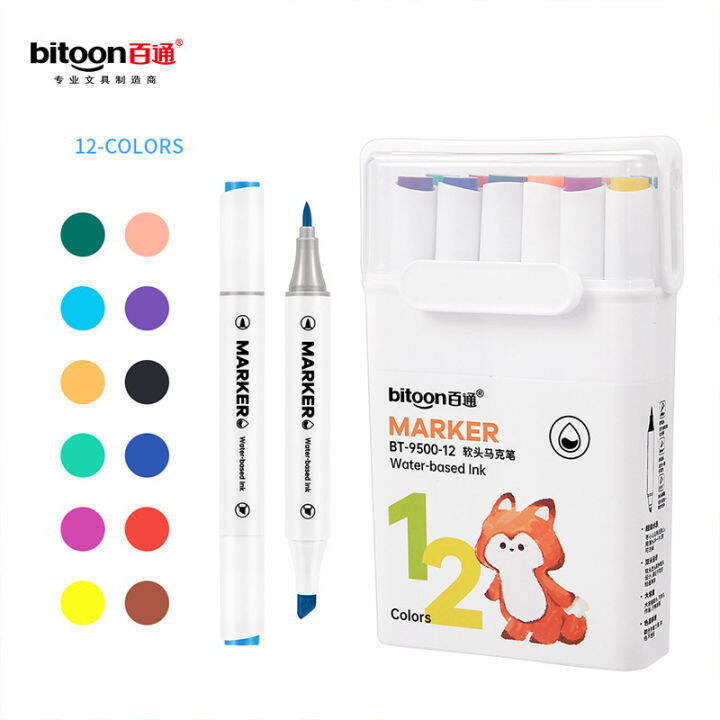 Bút dạ marker 2 đầu Bitoon BT-9500-12 | Lazada.vn
