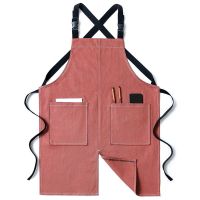 Solid Canvas Women Apron Kitchen Accessories Pocket Baking Cafe Bibs House Cleaning Chef Pinafore Painting Cooking Accessories Aprons