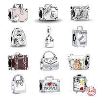 【YF】 925 Silver NEW Treasure Chest Beads Backpack Pendant Handbag Dangle Suitcase Charms Women Jewelry Fit Original Bracelet