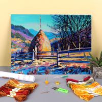 Landscape Winter Morning Pre-Printed 11CT Cross Stitch DIY Embroidery Patterns DMC Threads Handmade Hobby Handiwork    Counted Needlework