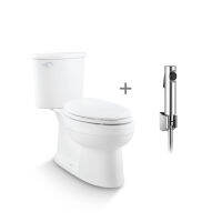 KOHLER Bundle set Adair Concealed 2-PC Toilet  with French Curve  สุขภัณฑ์ รุ่น อะแดร์ พร้อมฝารองนั่ง รุ่นเฟรนเคิร์ฟ และพร้อมสายฉีด คัฟ สีเงิน K-22248K-C-0-98100X-CP