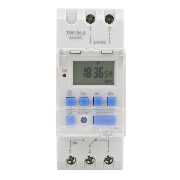 สวิตช์นาฬิกาดิจิตอล-lcd-7วันตั้งโปรแกรมได้-tm919a-3-24v-dc-16a