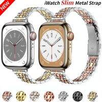 Slim Metal Strap For Apple Watch 8 7 41mm 45mm Women Stainless Steel Bracelet iWatch Ultra 49mm 6 5 4 3 SE2 44mm 40mm 42mm Band