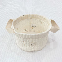 Soft Cotton Foldable Laundry Basket for Clothes Kids Baby Toys Beige Embroidery Multi-purpose Storage Hamper Home Organizer