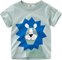 Baby Cartoon Crewneck Tee Animals Clothes Kids Short Sleeve Boys Tops Shirts Toddler Years T Short (Green, 1-2 Years)