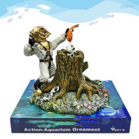 WinAqum Undersea Decoration DIVER WITH EEL Decor For Aquarium Fish Tank WJ01 Ornament