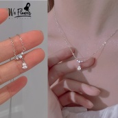 We Flower Elegant CZ Zirconia Waterdrop Pendant Necklace for Women Silver Chain Droplet Necklace Jewelry