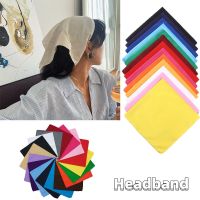 Bandana anak perempuan warna polos ikat kepala kotak multifungsi modis masker wajah wanita ikat rambut syal kepala 54cm x 54cm