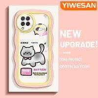 YIWESAN เคส M22ปลอกสำหรับ Samsung Galaxy A22 4G A22 5G ลายลูกแมวน่ารักสีสันสดใสมาการองเวฟบเคสมือถือกันกระแทกแบบใสนิ่มเคสโปร่งใสลายกล้องถ่ายรูปที่สร้างสรรค์ซิลิกาเจลฝาครอบป้องกัน