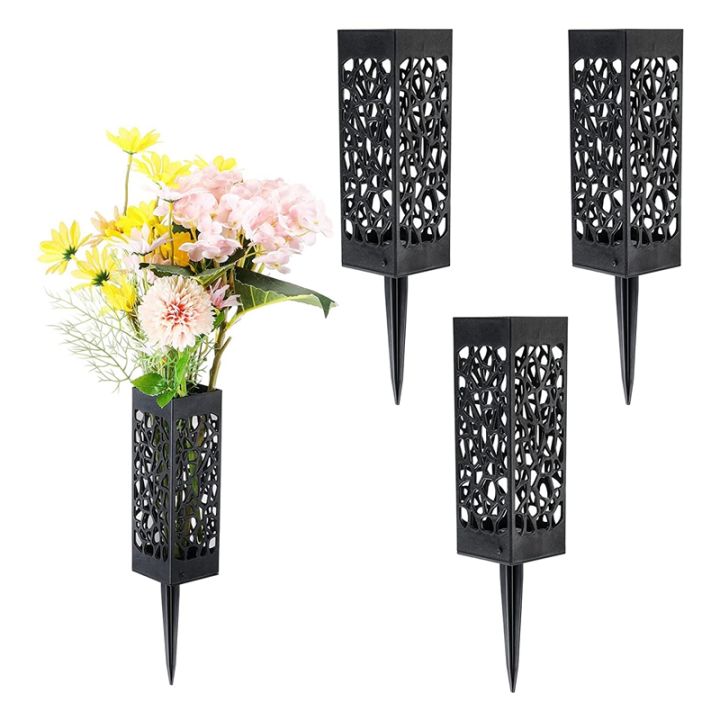 4-pack-headstone-vase-memorial-tombstone-decorations-cemetery-floral-containers-with-stakes-drainage-hole