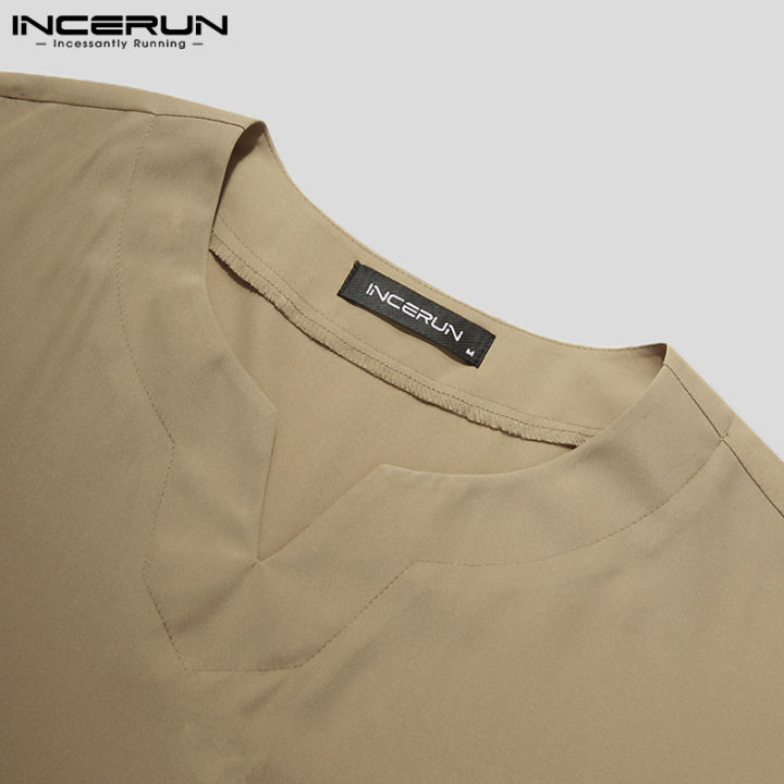 incerun-เสื้อยืดชาย-แขนยาว-คอวี-ไม่รัดรูป-qc8191601