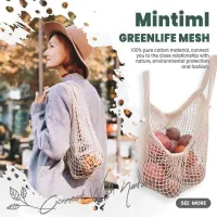 【✴COD✴】 shuiqi Mintiml Greenlife ตาข่ายนำกลับมาใช้ใหม่ได้เชือกชอปปิ้งผลไม้ผ้าฝ้ายตาข่ายทอซื้อของตาข่ายกระเป๋าสะพายไหล่