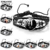 FIMAODZ Death Note Bracelet Cosplay Light Yagami Anime L·Lawliet Glass Button Charm Leather Bracelets Bangles for Men Women