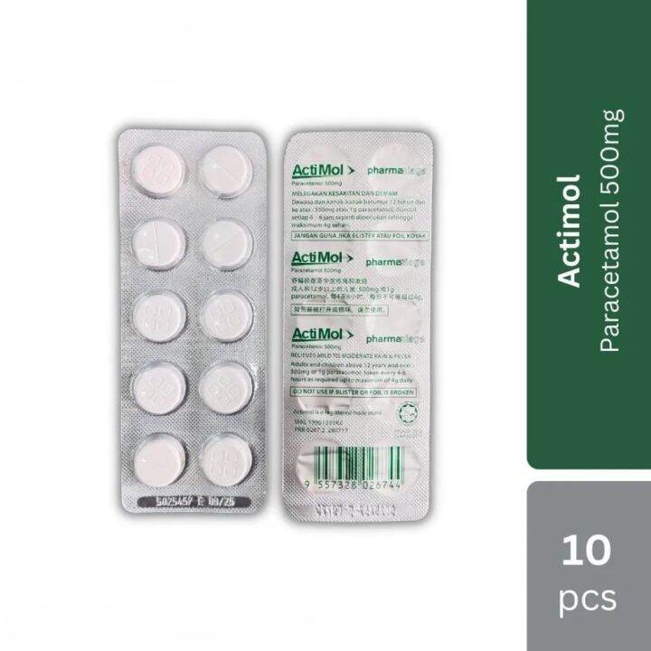 Pharmaniaga Actimol Paracetamol 500mg - 1 Strip (10's) | Lazada