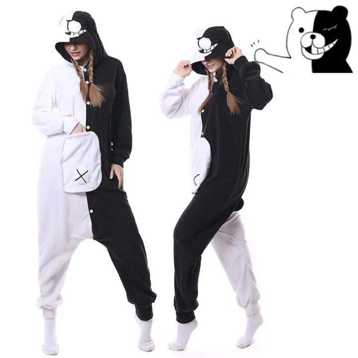 Danganronpa Cosplay Costume Adult Kigurumi Pajama Anime Black White Bear  Onesie Sleepwear Halloween Christmas Party Jumpsuit For Women | Lazada Ph