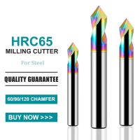 GAMONT HRC65 ทังสเตนเหล็กที่มีสีสันเคลือบลบมุม Endmill Cutter CNC อลูมิเนียม 60 ° 90 ° 120 °เครื่องมือตัดมิลลิ่งลบมุม