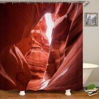 Beautiful Canyon Cave Scenery Printed Fabric Shower Curtain Bathroom Curtains Waterproof Polyester Bath Screen with 12 Hooks