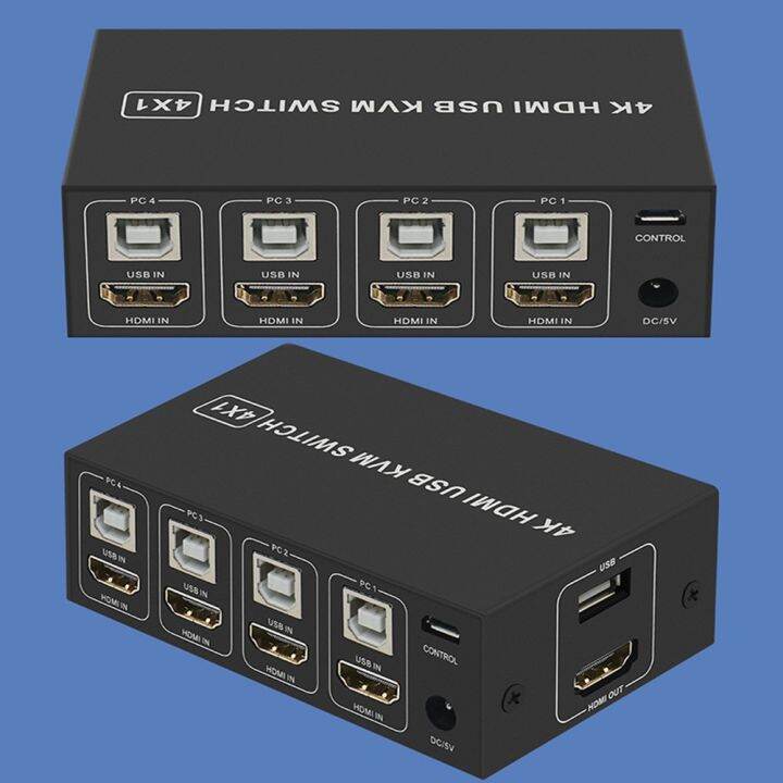 สวิตช์-kvm-สำหรับ-hdmi-สวิตช์-hdmi-usb-kvm-4พอร์ต4k-60hz-กล่องเลือกสัญญาณ-usb-2-0-and-hdmi-2-0-switch-kvm-hdr-สำหรับเมาส์คีย์บอร์ดจอมอนิเตอร์