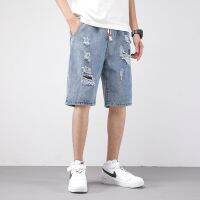 2023 Classic Style Mens Slim Hole Denim shorts Summer New Business Fashion Thin Stretch Short Casual Pants Male