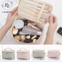 RONGLA กระเป๋าใส่อุปกรณ์อาบน้ำ2สี3สไตล์กระเป๋าเครื่องสำอางแบบมีซิปถุงใสกล่องเก็บเครื่องสำอางถุงล้างเครื่องสำอางค์เดินทางกระเป๋าใส่เครื่องอาบน้ำแต่งหน้า