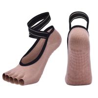 High Quality Bandage Yoga Socks Anti-Slip Silicone Dots Pilates Toesocks Breathable Backless Barre Dance Anklet Slipper Stocking