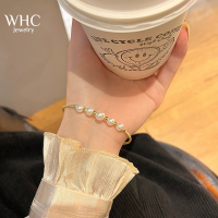 WHC Jewelry 2022สร้อยข้อมือทองคำเพิร์ลแบบปรับได้ล่าสุดสำหรับผู้หญิง