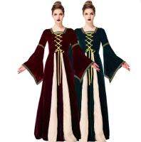 Vestido Vitoriano De Halloween Feminino Veludo Tribunal Real Medieval Maxi Traje Rendas Até Cintura Penguscentista Rainha Fantasia Robe