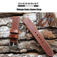 สายนาฬิกา สายหนังวัวแท้ overwrist vintage swiss ammo straps