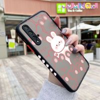 Jjlingji เคสสำหรับ Huawei Nova 5T Honor 20 Pro ลายการ์ตูนกระต่ายมีความสุขบางขอบสี่เหลี่ยมด้านข้างดีไซน์ใหม่กันกระแทกเคสมือถือแข็งปลอกซิลิโคนคลุมทั้งหมดเคสป้องกันกล้องแบบอ่อน