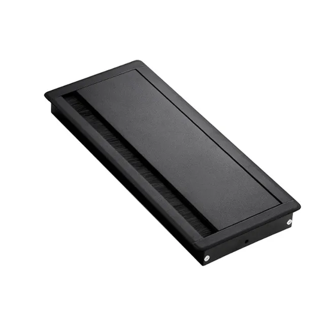 Desk Grommet Insert Aluminium Alloy Rectangle Pc Computer Table With Brush Port Cable Tidy