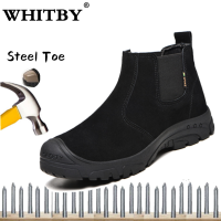 ยี่ห้อ WHITBY COD รองเท้าทำงานสำหรับผู้ชายและผู้หญิงลื่นต่อต้านแทงรองเท้าเหล็กนิ้วเท้ารองเท้าสำหรับผู้ชายรองเท้าหนัก