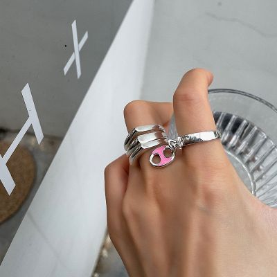 [COD] Pink pig nose buckle 925 silver ring niche design cold style multi-layer light luxury index finger ins female