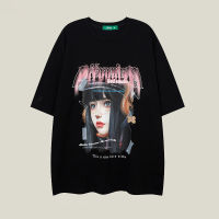 【Fashion】 2023 ฤดูร้อนการ์ Beautiful girl ตูนสาวสวยพิมพ์เสื้อยืดคอกลมชายและหญิงแนวโน้มหลวมนักเรียนแขนสั้นด้านบน แฟชั่นแขนสั้นผ้าฝ้าย