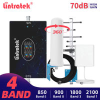 Lintratek 2G 3G 4G Cellular เครื่องขยายเสียง LTE B20 B7 GSM UMTS สัญญาณ Repeater 800 900 1800 2100 2600 Four Band Repeater ชุดเสาอากาศ