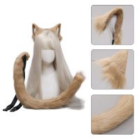 Cartoon Plush Hair Ornaments Cat Ears Long Tail Set Hair Accessories Halloween Party Hair Hoop Cosplay Fancy Prop