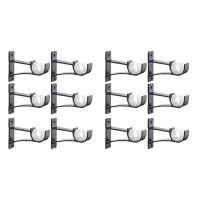 Single Curtain Rod Brackets for Drapery Rod Aluminum Alloy Heavy Duty Curtain Rod Holders (Black) 12Pcs