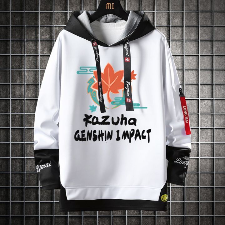 genshin-impact-คอสเพลย์-kaedehara-kazuha-เย็บปลอม-2-ชิ้นผู้ชายผู้หญิงเสื้อกันหนาว-streamers-hooded-pullover-hoodies-เกนชินอิมแพค